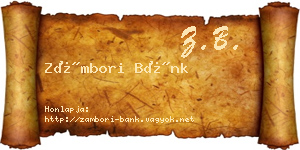 Zámbori Bánk névjegykártya